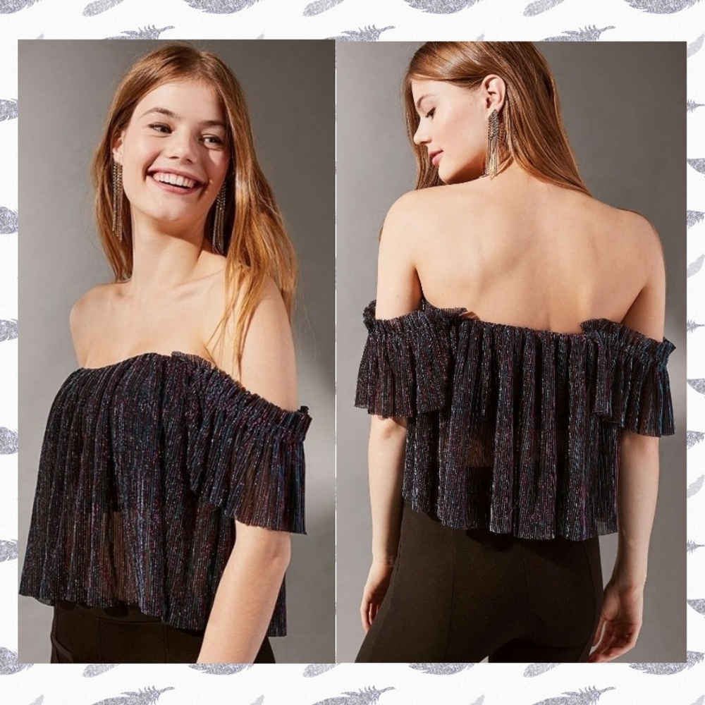 NWOT Urban O Pleated Shimmer Off The Shoulder Top